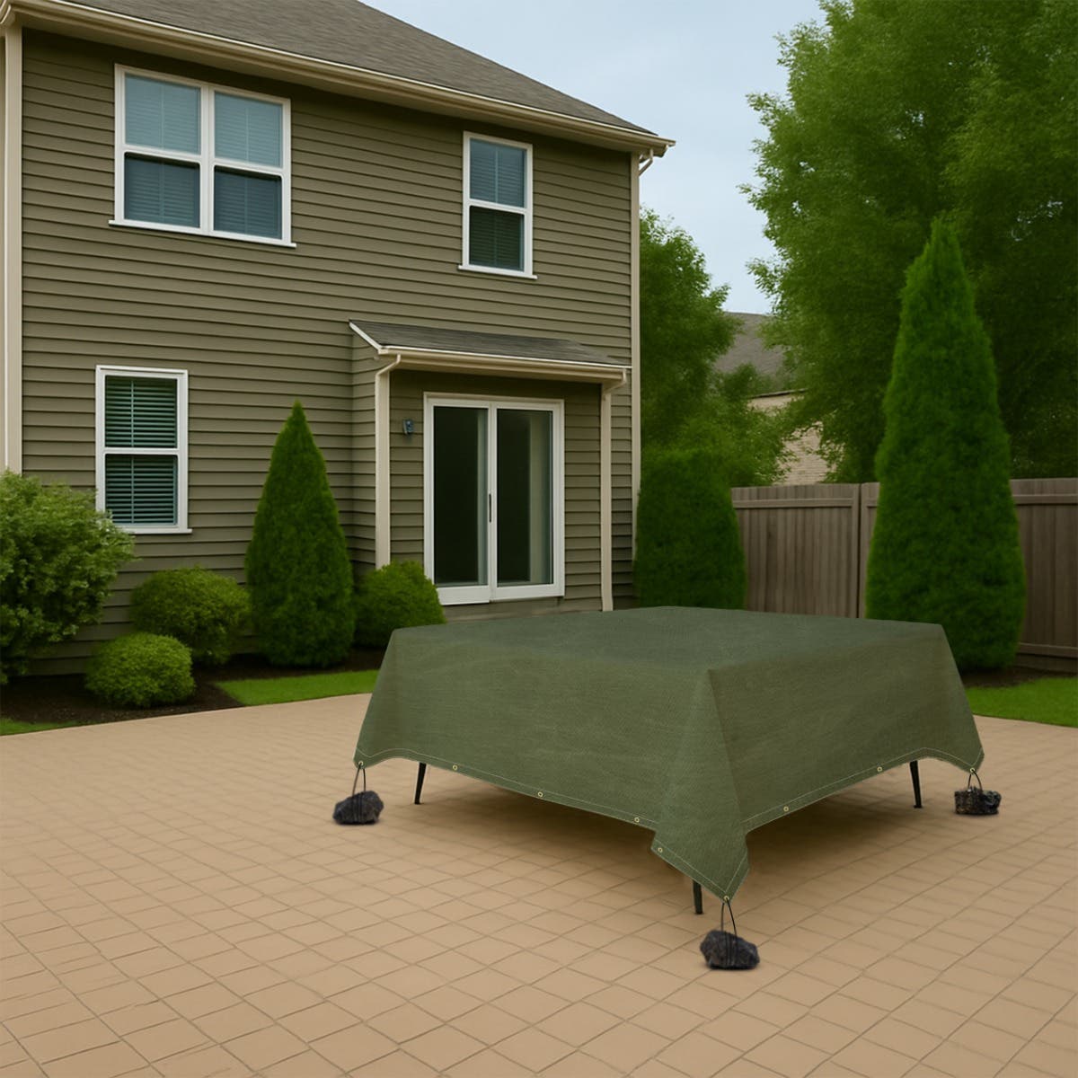 Water Resistant Canvas Tarp - Olive green
