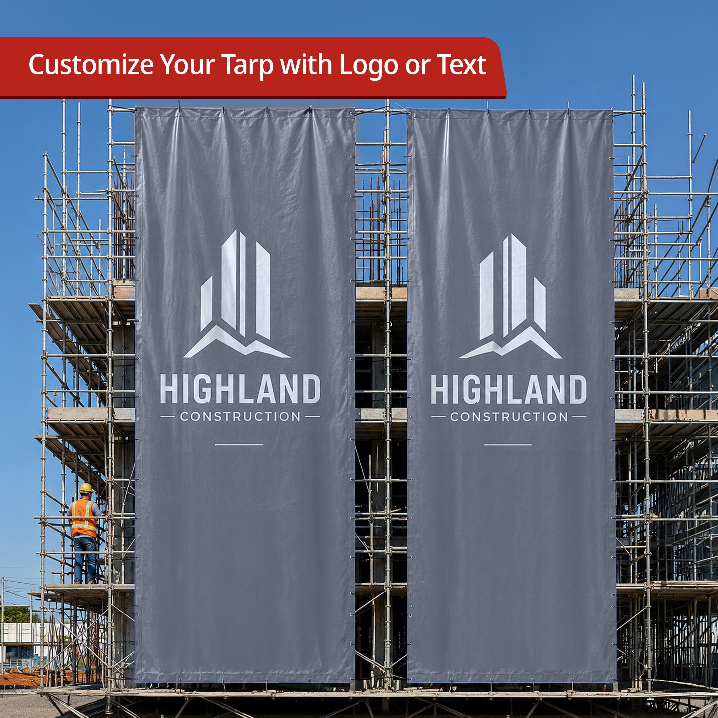 Custom Super Heavy Duty Vinyl Tarp - Gray